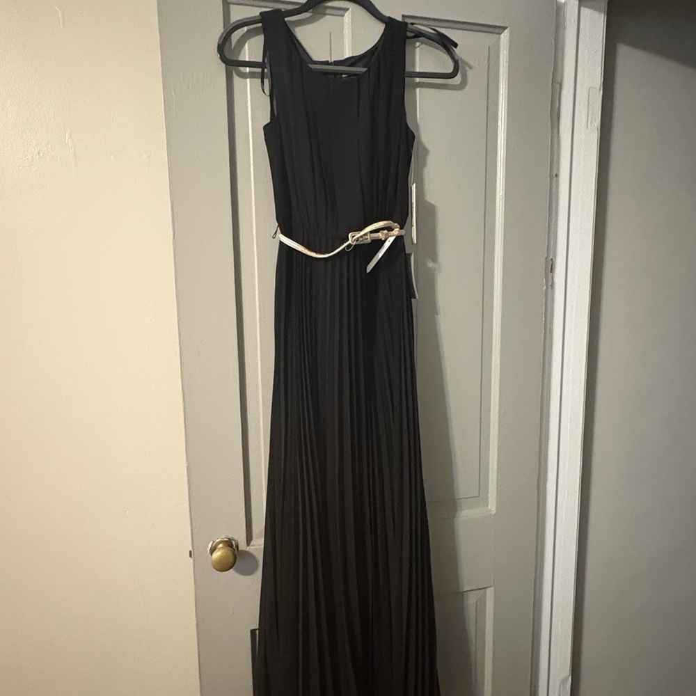 Eliza J Black Pleated Halter Maxi Gown